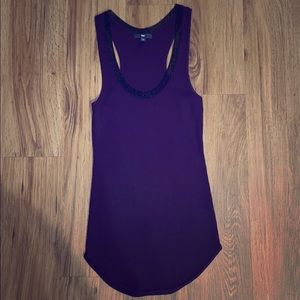 Gap size S dressy tank top purple with black neck